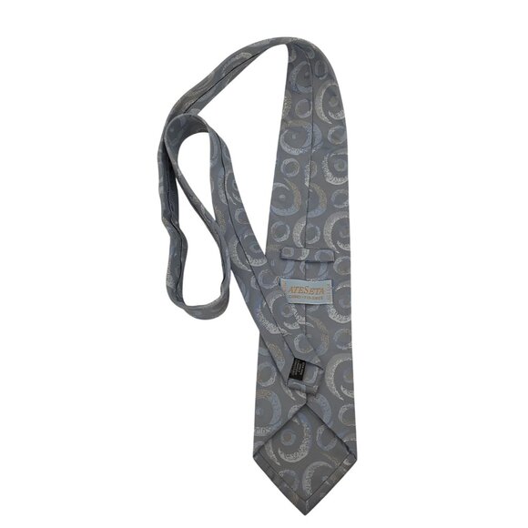 Ateseta Mens Blue & Silver Spiral Pattern Silk Tie - Picture 2 of 4